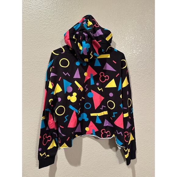 NWT Disney Parks 80s 90s Mickey Mouse Icon Cropped throw back hoodie XL - Picture 4 of 4